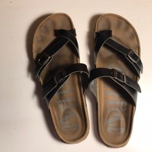 Black footbed sandals